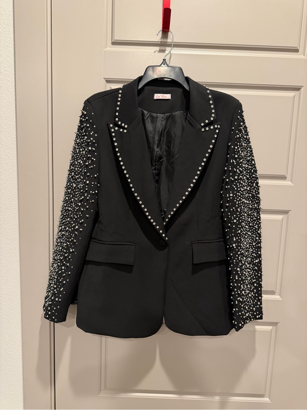 Black Embellished rhinestone sleeve  Blazer